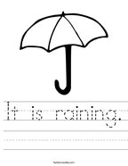 It is raining Handwriting Sheet
