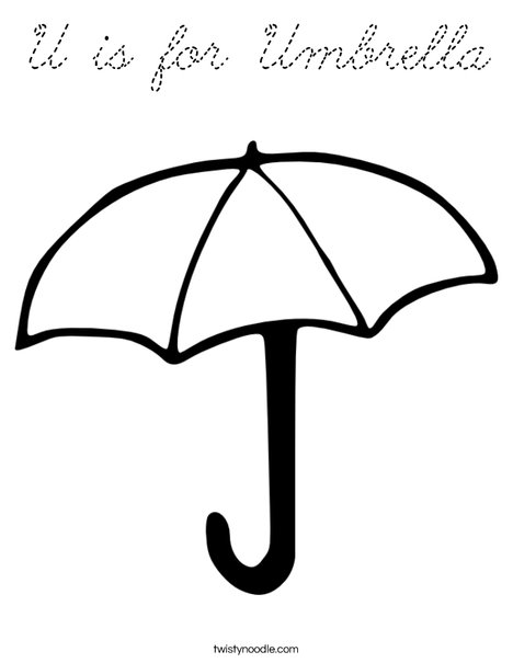 U is for Umbrella Coloring Page
