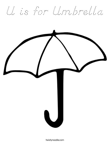 U is for Umbrella Coloring Page