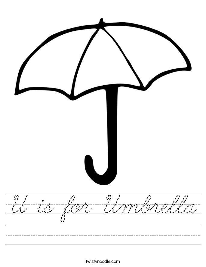 U is for Umbrella Worksheet