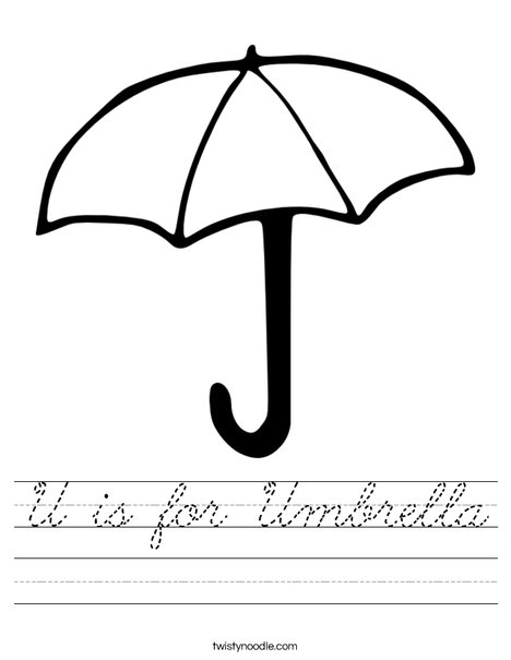 U is for Umbrella Worksheet