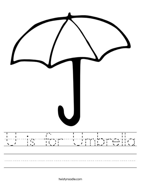 U is for Umbrella Worksheet