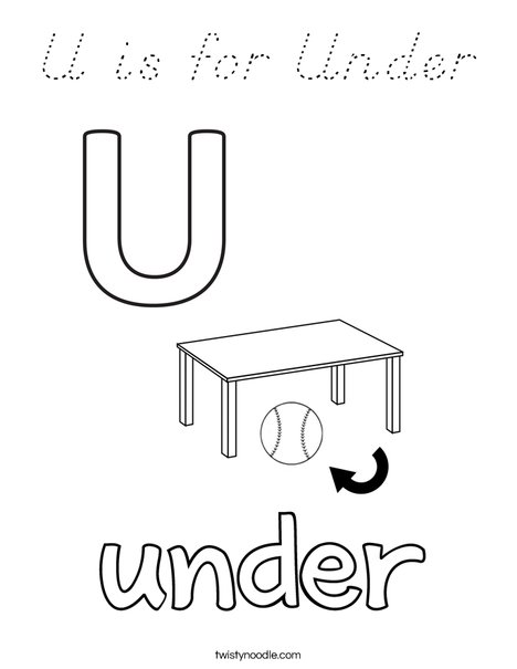 U is for Under Coloring Page