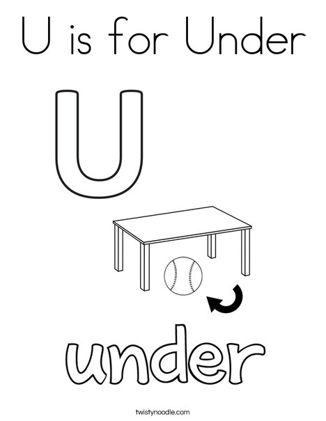 U is for Under Coloring Page