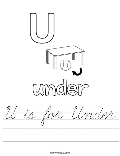 U is for Under Worksheet