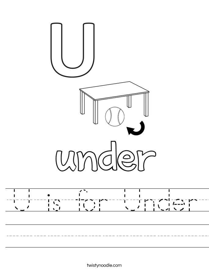 U is for Under Worksheet