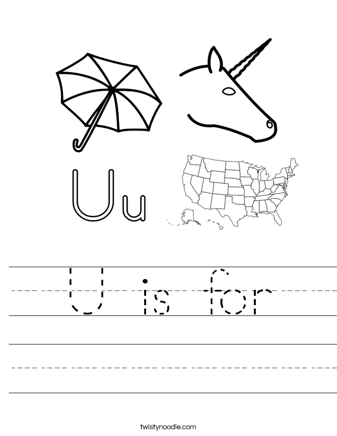 U is for Worksheet - Twisty Noodle