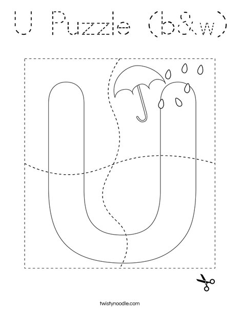 U Puzzle (b&w) Coloring Page