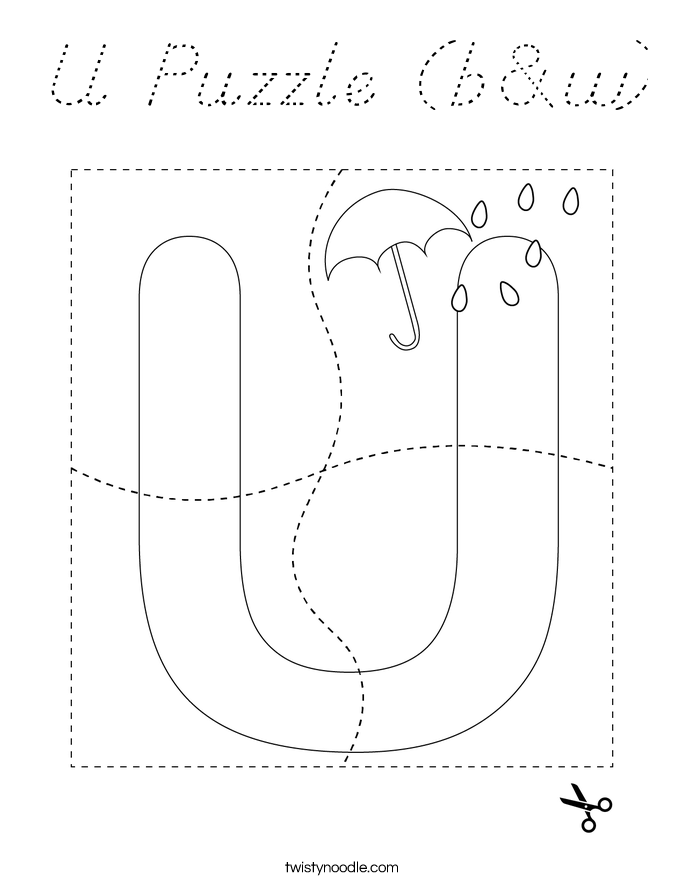 U Puzzle (b&w) Coloring Page