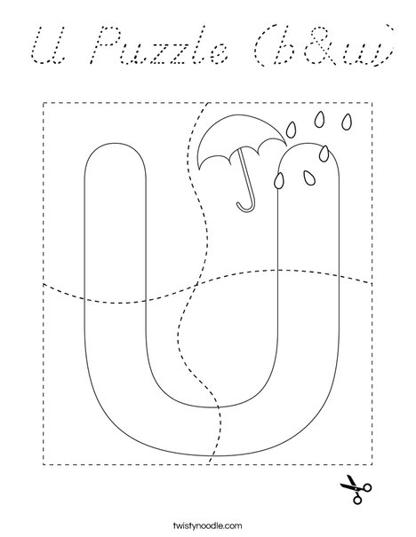 U Puzzle (b&w) Coloring Page