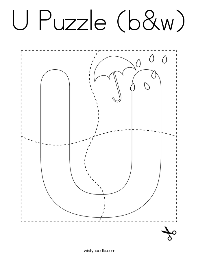 U Puzzle (b&w) Coloring Page