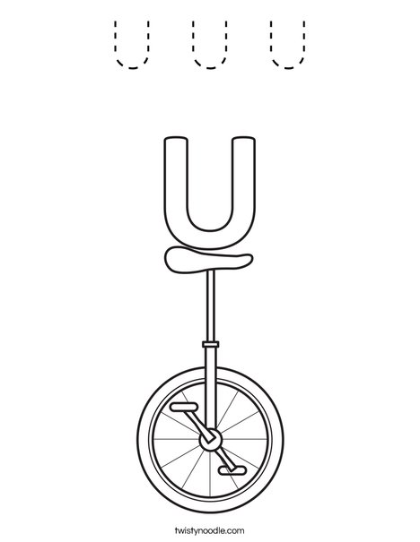 U Unicycle Coloring Page