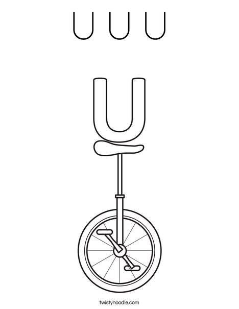 U Unicycle Coloring Page