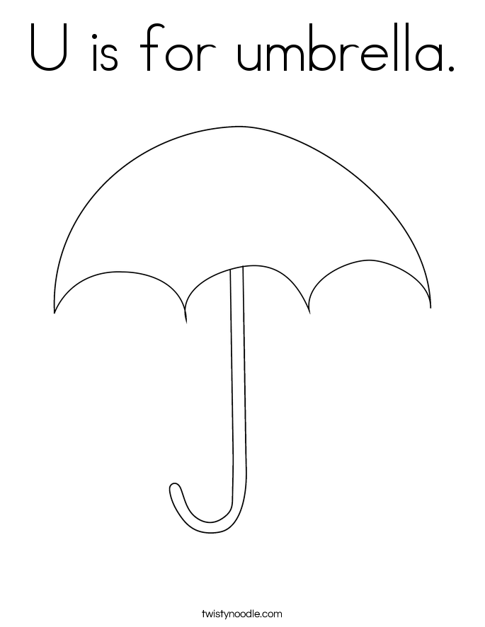 U is for umbrella. Coloring Page