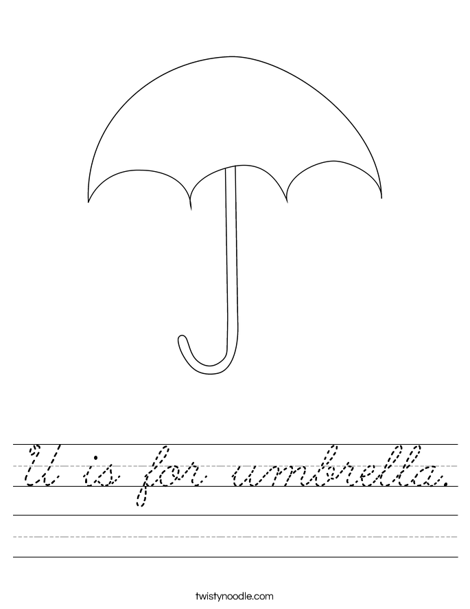 U is for umbrella. Worksheet