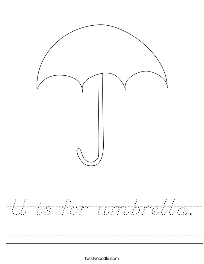 U is for umbrella. Worksheet