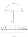 U is for umbrella. Worksheet