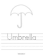 Umbrella Handwriting Sheet