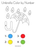 Umbrella Color by Number Coloring Page
