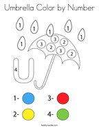 Umbrella Color by Number Coloring Page