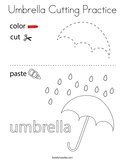 Umbrella Cutting Practice Coloring Page