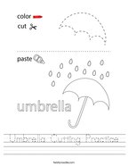 Umbrella Cutting Practice Handwriting Sheet
