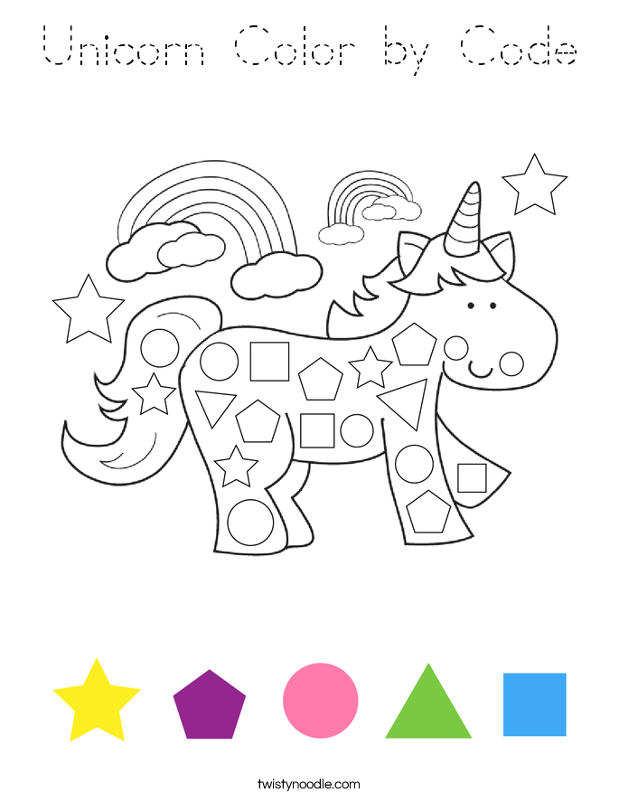 Unicorn Color by Code Coloring Page