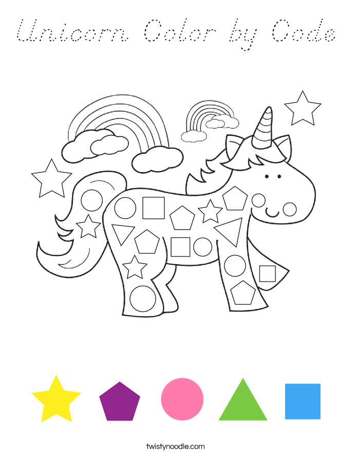 Unicorn Color by Code Coloring Page