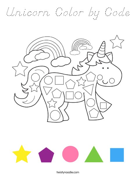 Unicorn Color by Code Coloring Page