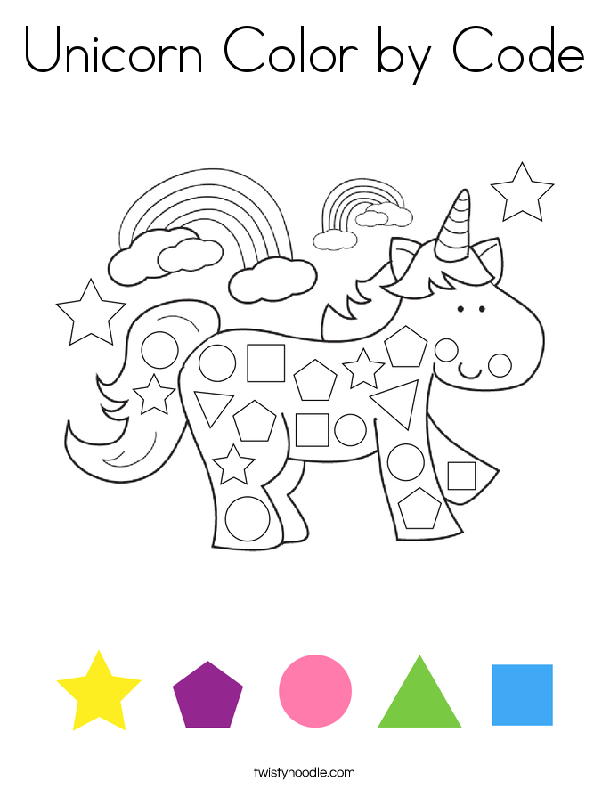 Unicorn Color by Code Coloring Page