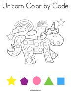 Unicorn Color by Code Coloring Page