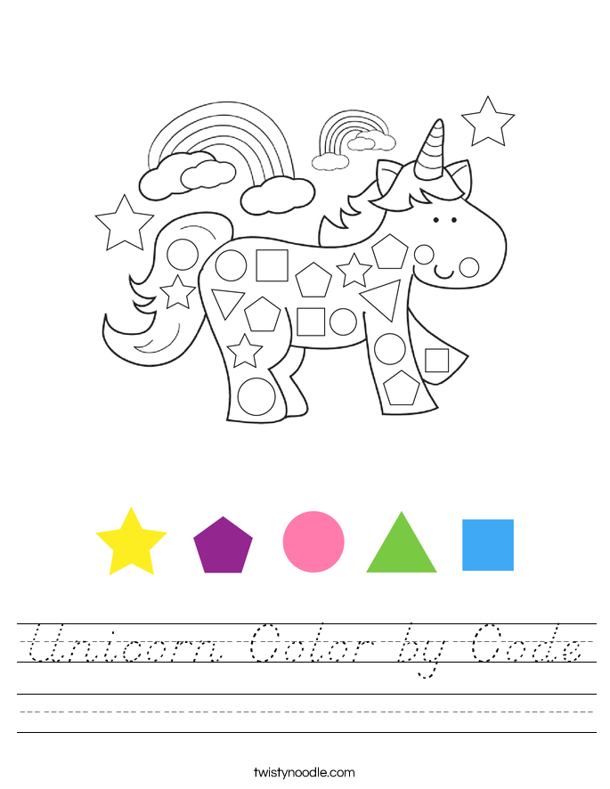 Unicorn Color by Code Worksheet