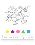 Unicorn Color by Code Handwriting Sheet