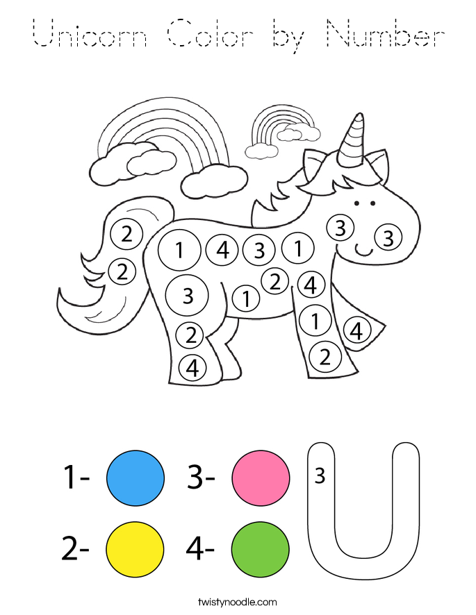 Unicorn Color by Number Coloring Page