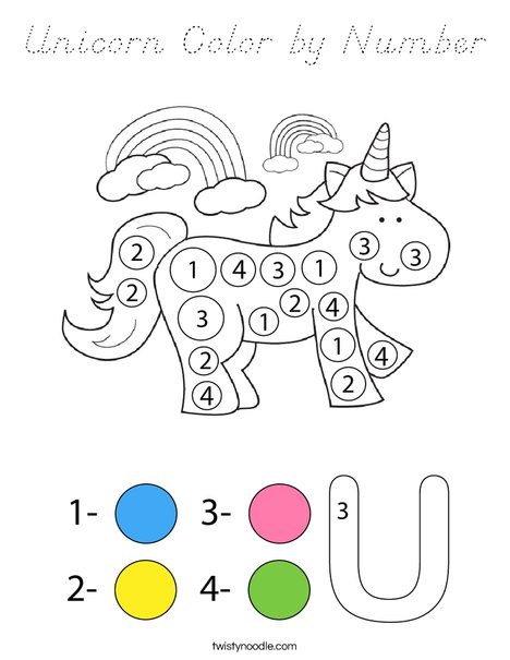 Unicorn Color by Number Coloring Page