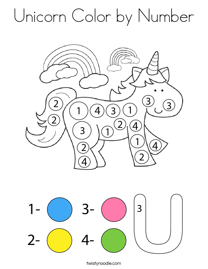 Unicorn Color by Number Coloring Page