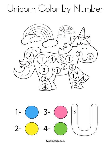 Unicorn Color by Number Coloring Page