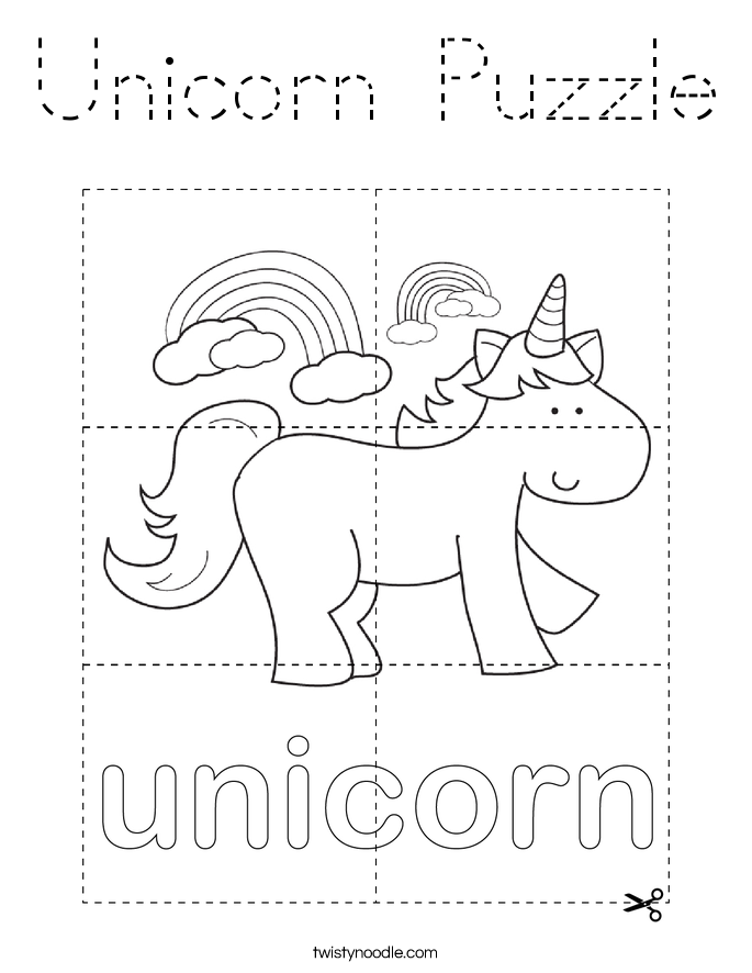 Unicorn Puzzle Coloring Page
