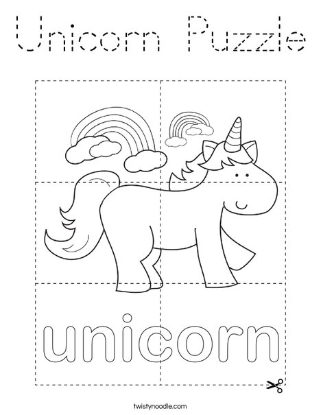 Unicorn Puzzle Coloring Page