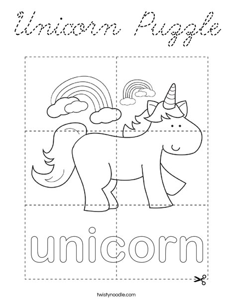 Unicorn Puzzle Coloring Page
