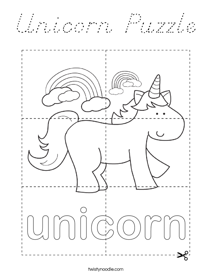 Unicorn Puzzle Coloring Page