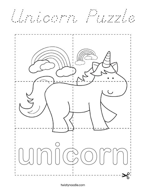 Unicorn Puzzle Coloring Page