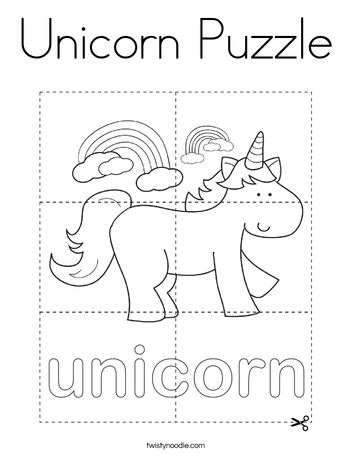 Unicorn Puzzle Coloring Page