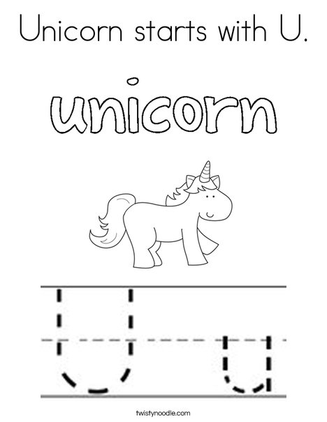  Unicorn  starts with U  Coloring  Page  Twisty Noodle