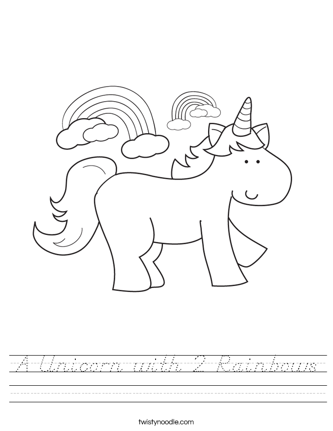 A Unicorn with 2 Rainbows Worksheet