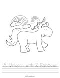 A Unicorn with 2 Rainbows Worksheet