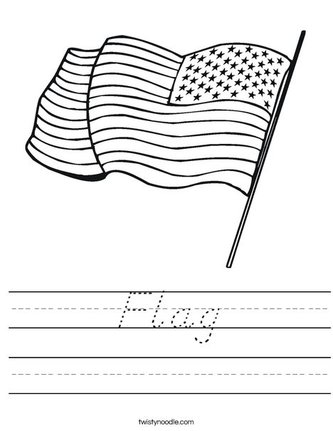 Flag Worksheet - D'Nealian - Twisty Noodle