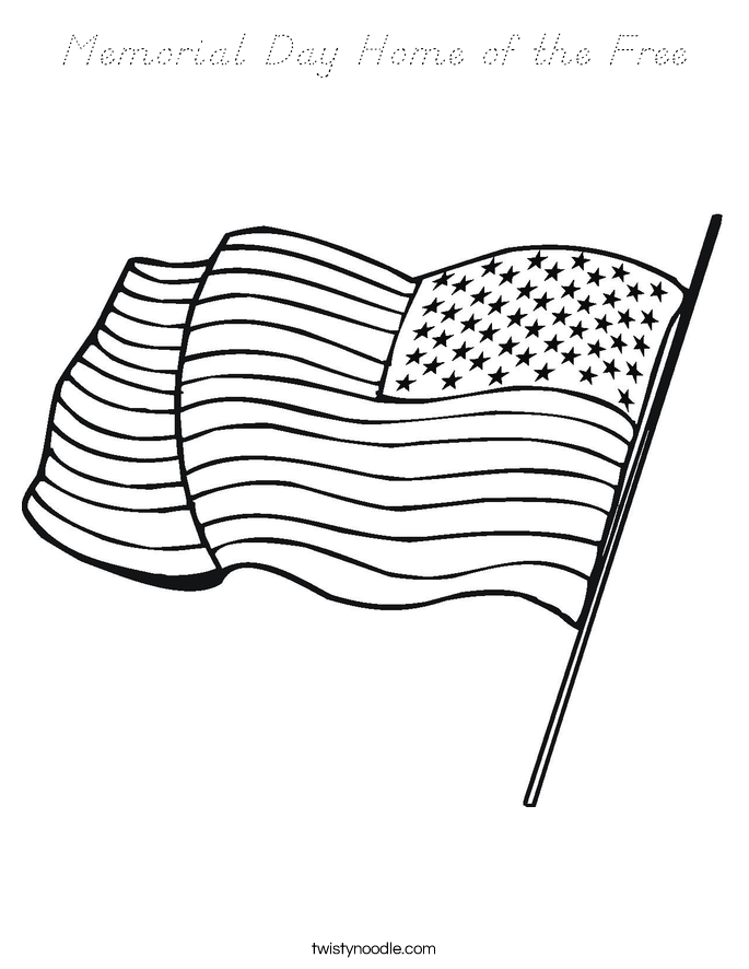 Memorial Day Home of the Free Coloring Page