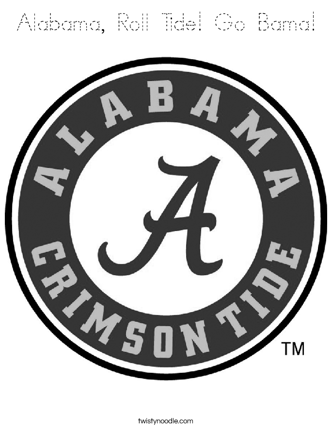 Alabama, Roll Tide! Go Bama! Coloring Page