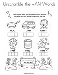 Unscramble the -AN Words Coloring Page